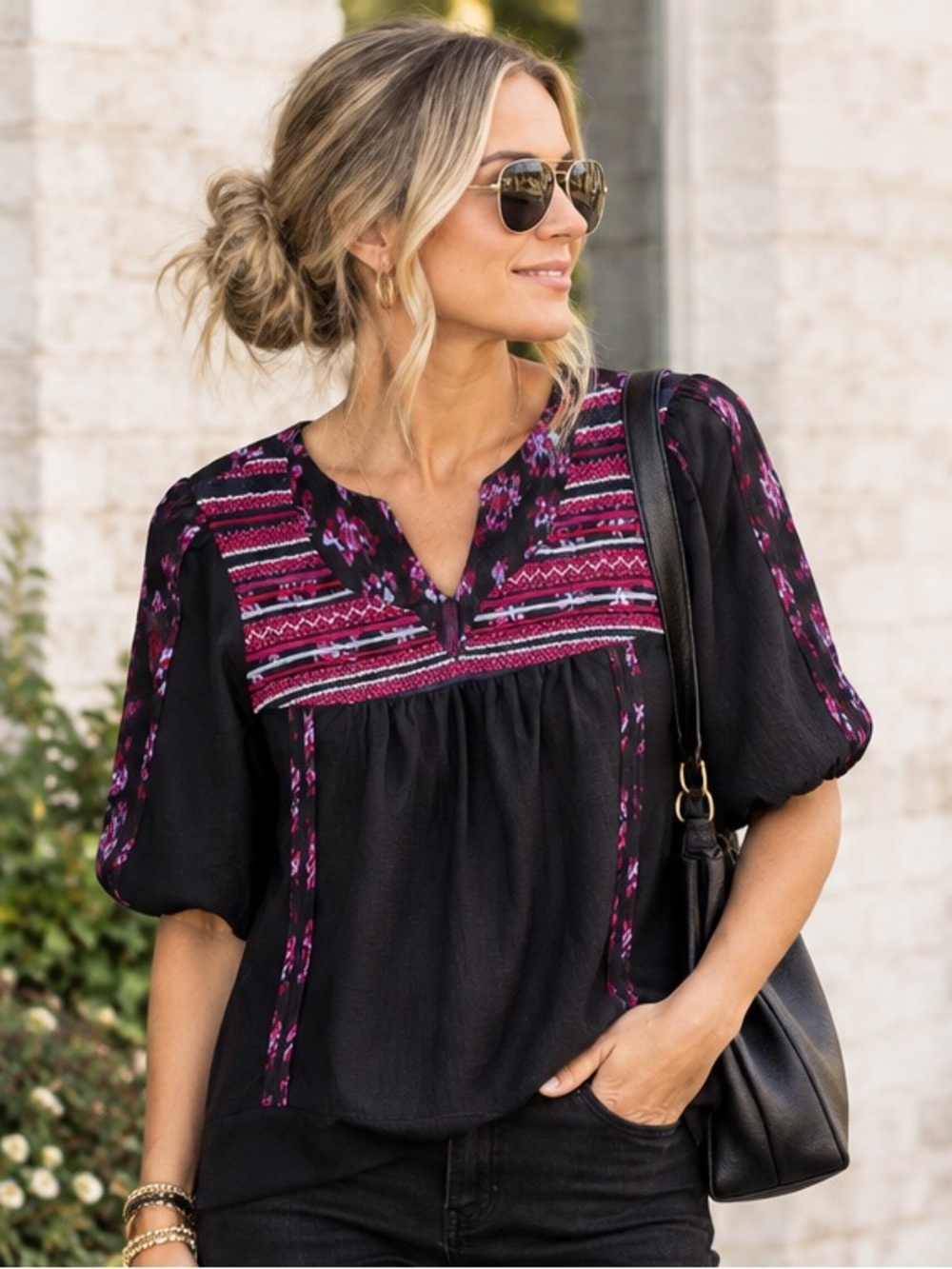 Anthropologie A Common Thread Indian Batik Embroidered Shirt Sz S